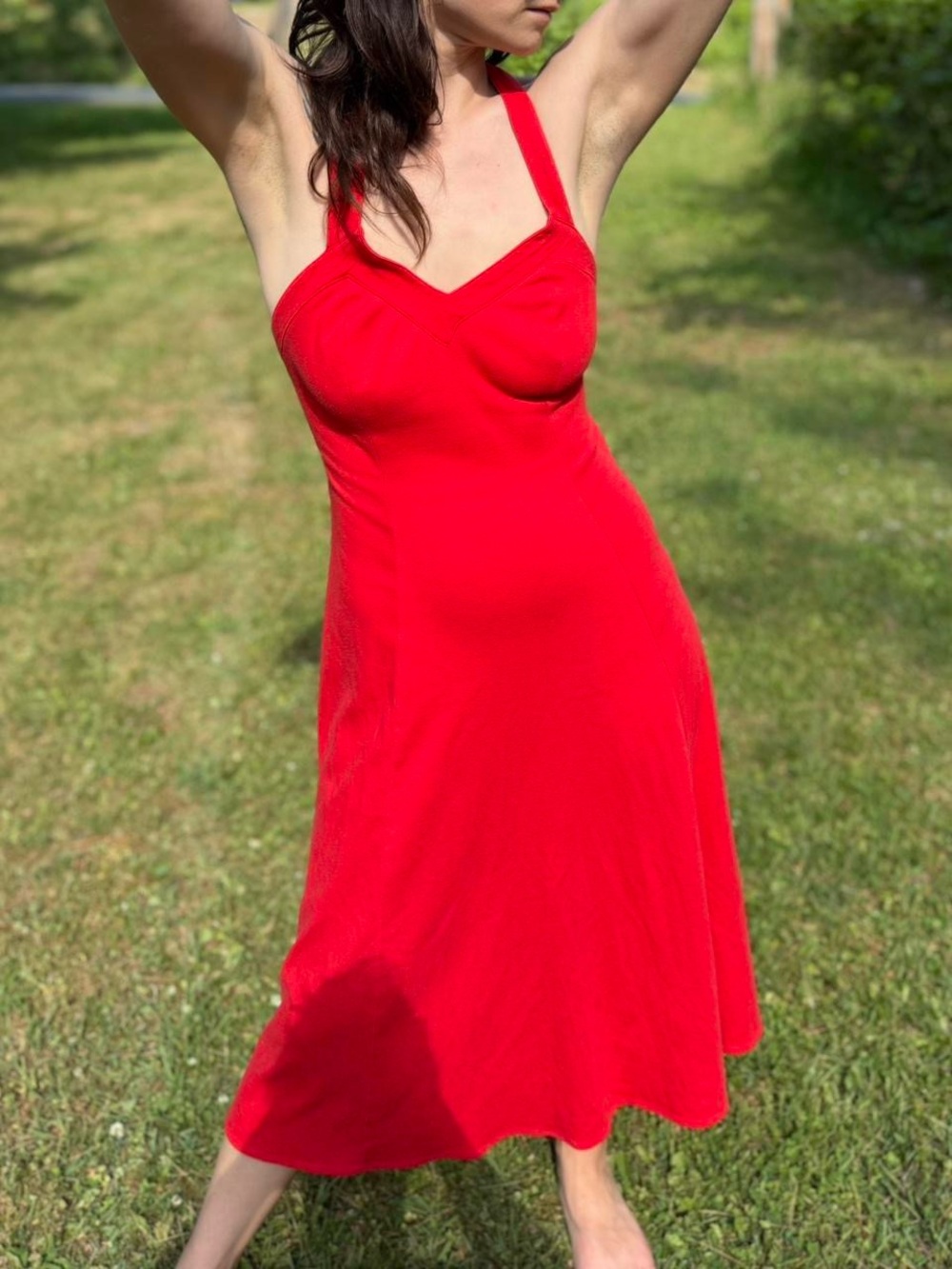 Vintage 90s MODA red sexy side button sundress